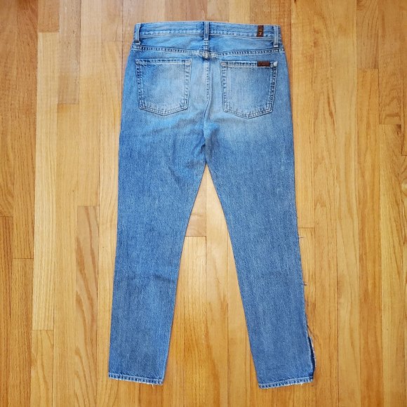 7 For All Mankind Jeans Women 26 30x27 Blue Denim Button Fly 90s Mom Made in USA - Picture 7 of 14